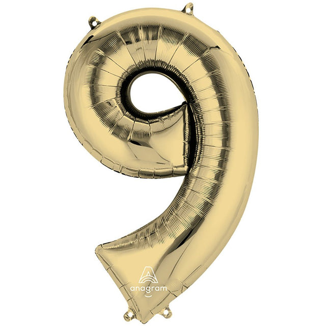 Foil Number 9 Balloon White Gold