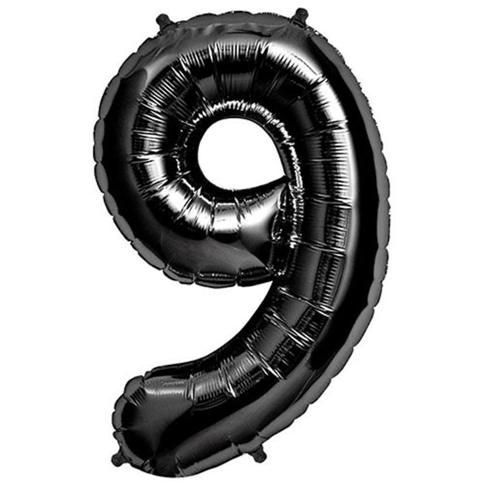 Number 9 Black Foil Balloon
