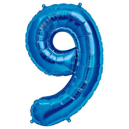 Foil Balloon Number 9 Blue 34 Inch