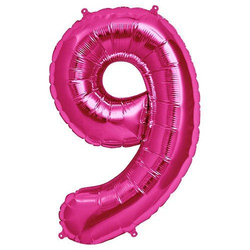 Foil Number 9 Balloon Magenta