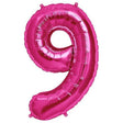 Foil Number 9 Balloon Magenta
