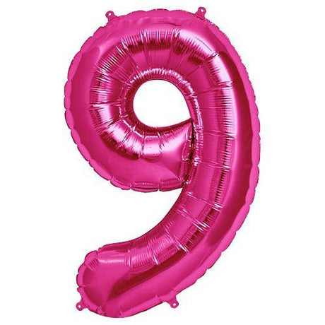 Foil Number 9 Balloon Magenta