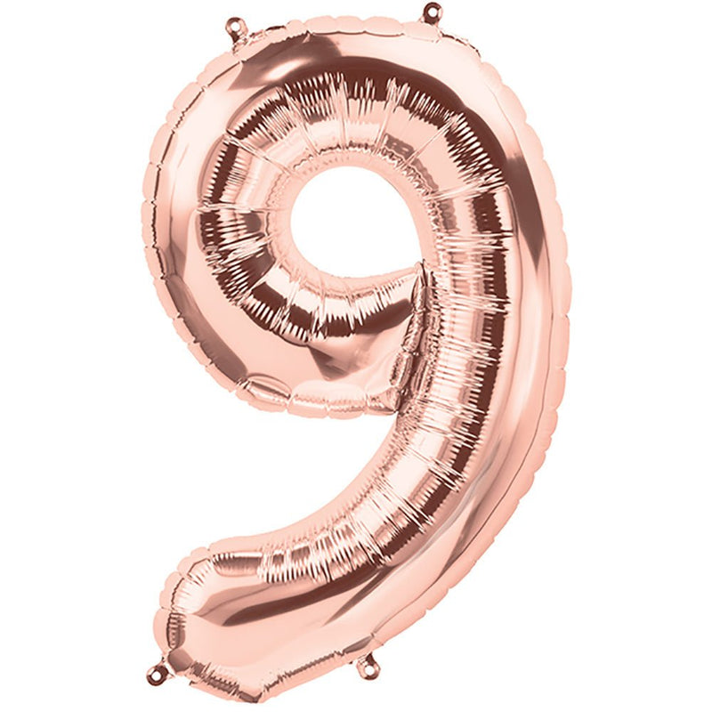 Foil Balloon Number 9 Rose Gold
