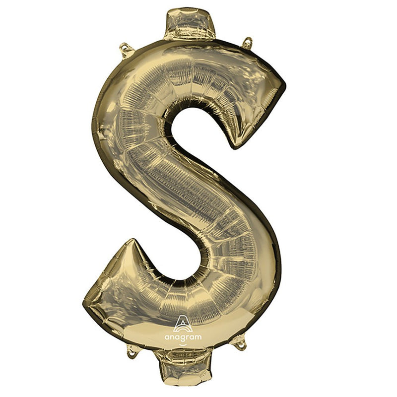 Foil Balloon 34 Inch Symbol $ White Gold