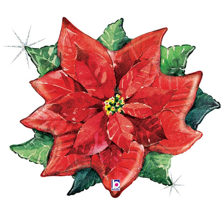 Foil Balloon Watercolor Poinsettia 34 Inch