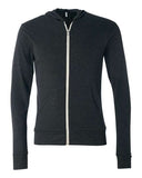 Unisex Triblend Lightweight Full-Zip Hooded Long Sleeve Tee