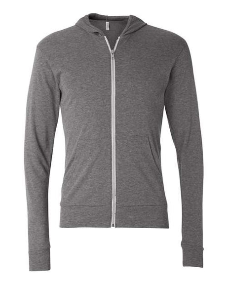 Triblend Lightweight Full-Zip Hooded Long Sleeve Tee