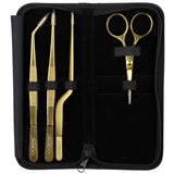 O'Creme Gold Stainless Steel Tweezers, Set of 4