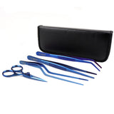 O'Creme Blue Stainless Steel Tweezers, Set of 4