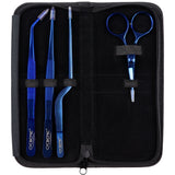 O'Creme Blue Stainless Steel Tweezers, Set of 4
