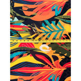 African Print Stretch Cotton Satin Fabric - Orange, Yellow, Teal, Green, Blue, Black Kalahari Camo, 58" Width (1 Yard)