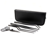 O'Creme Black Stainless Steel Tweezers, Set of 4