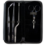O'Creme Black Stainless Steel Tweezers, Set of 4