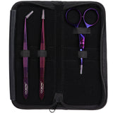 O'Creme Purple Stainless Steel Tweezers & Scissors, Set of 3
