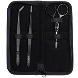 O'Creme Black Stainless Steel Tweezers & Scissors, Set of 3