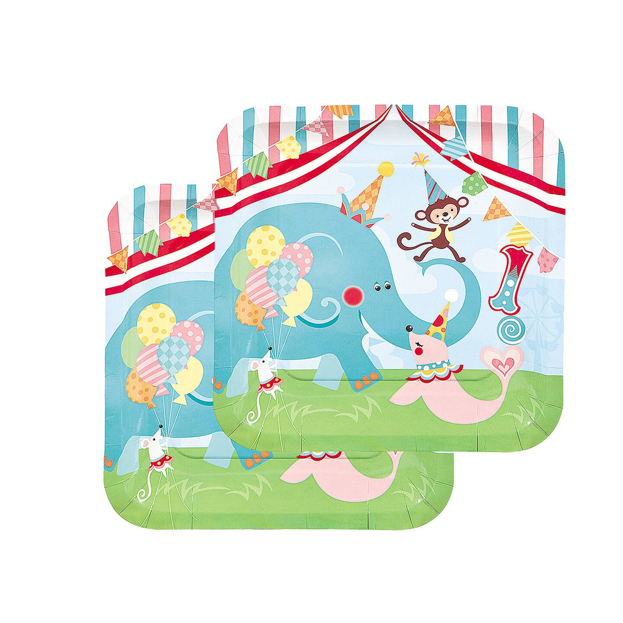 1st Birthday Circus Party Paper Dinner Plates - 8 Ct.