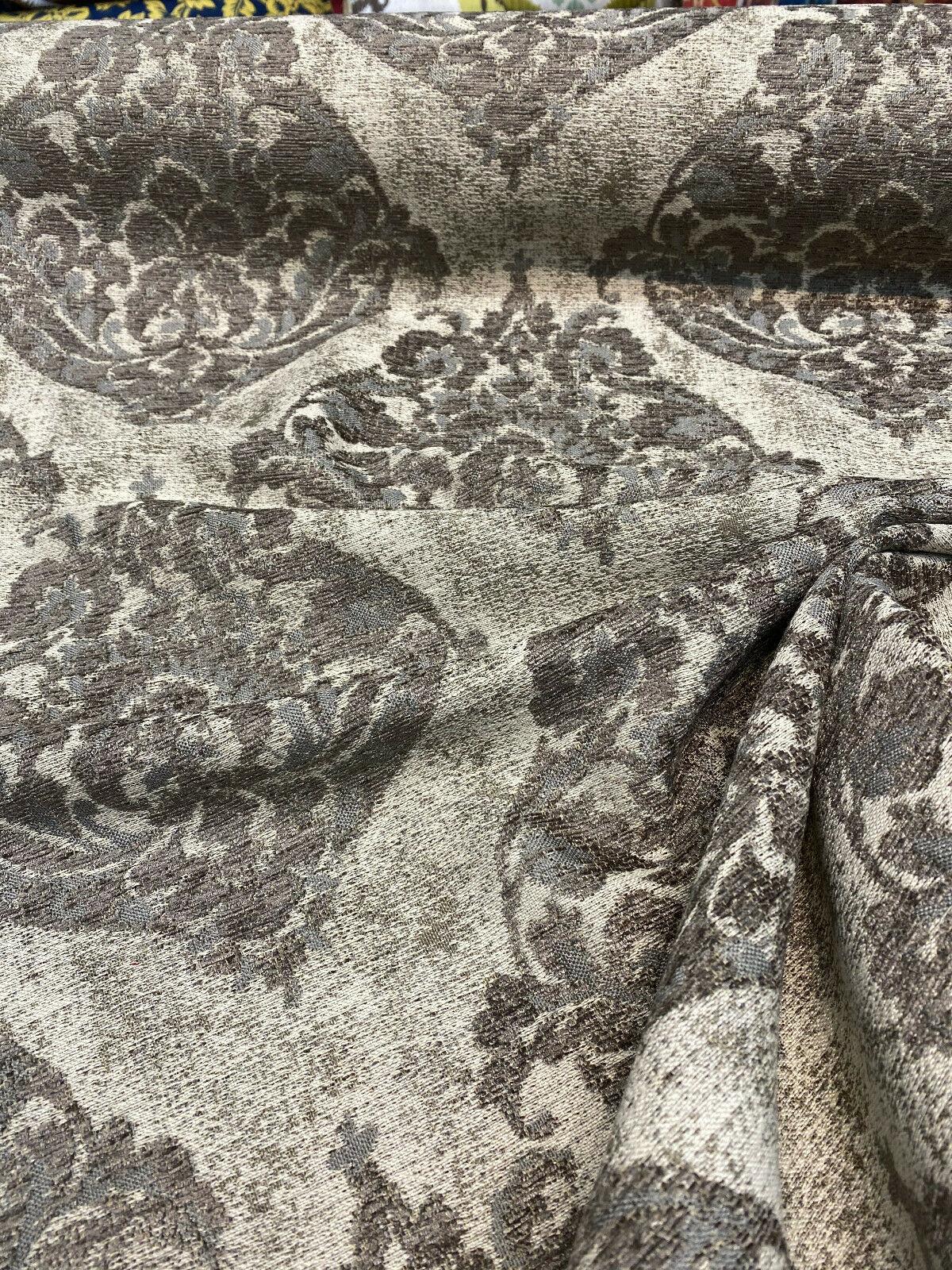 Swavelle Burano Chenille Fabric - Mushroom Taupe, 58" Width, 14" Horizontal Repeat, 14" Vertical Repeat (1 Yard)