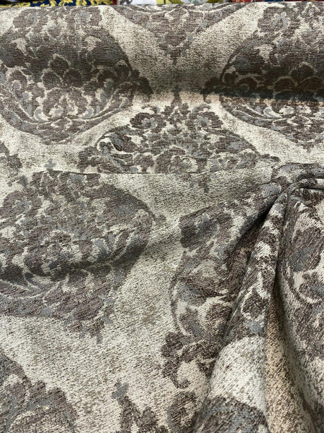 Swavelle Burano Chenille Fabric - Mushroom Taupe, 58" Width, 14" Horizontal Repeat, 14" Vertical Repeat (1 Yard)