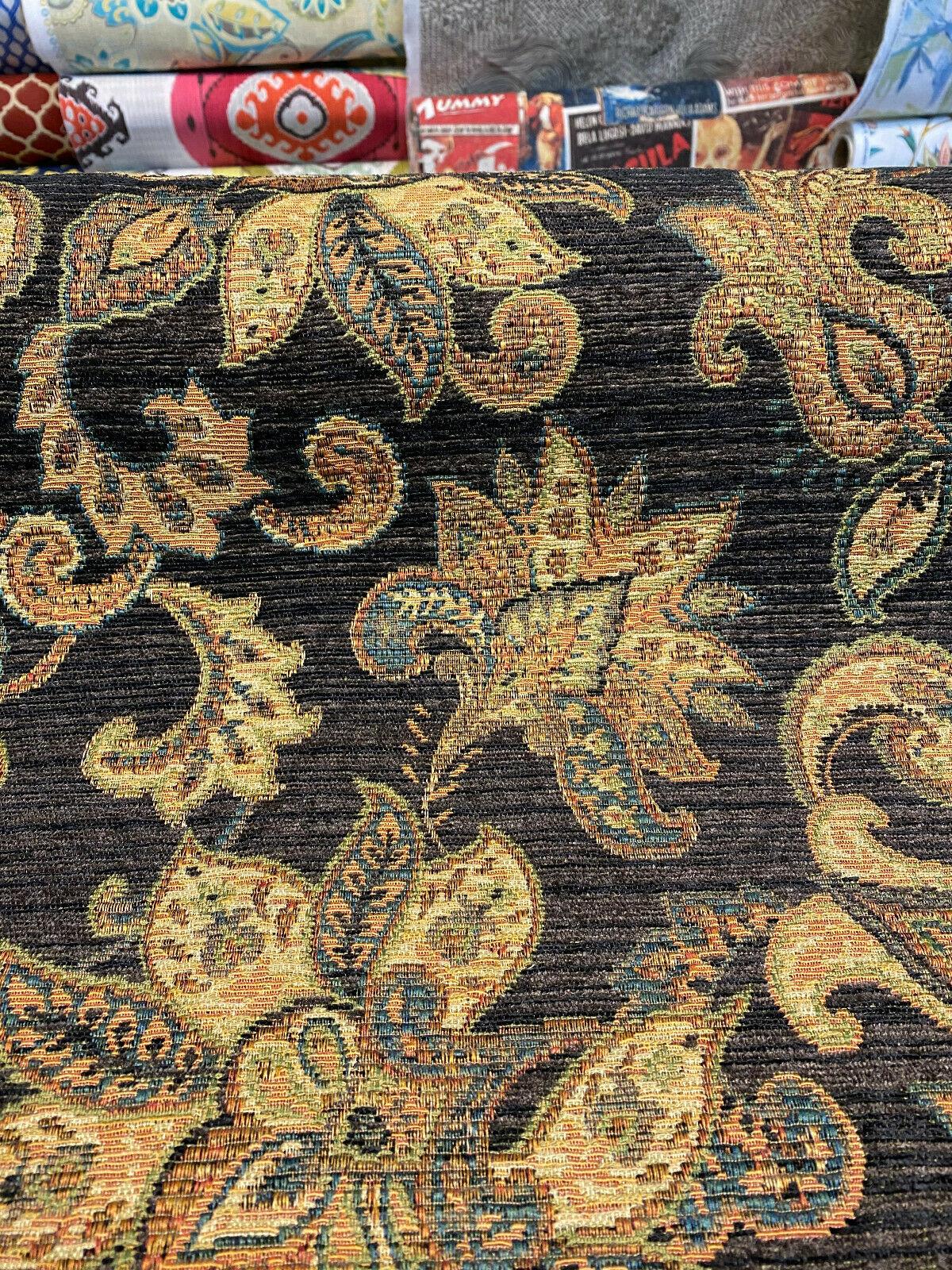 Swavelle Halliwell Floral Chenille Chenille Fabric - Onyx Floral, 56" Width (1 Yard)