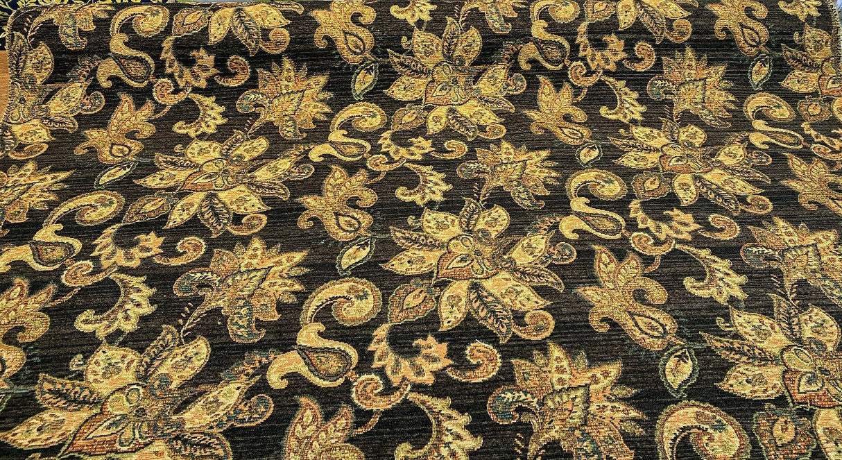 Swavelle Halliwell Floral Chenille Chenille Fabric - Onyx Floral, 56" Width (1 Yard)