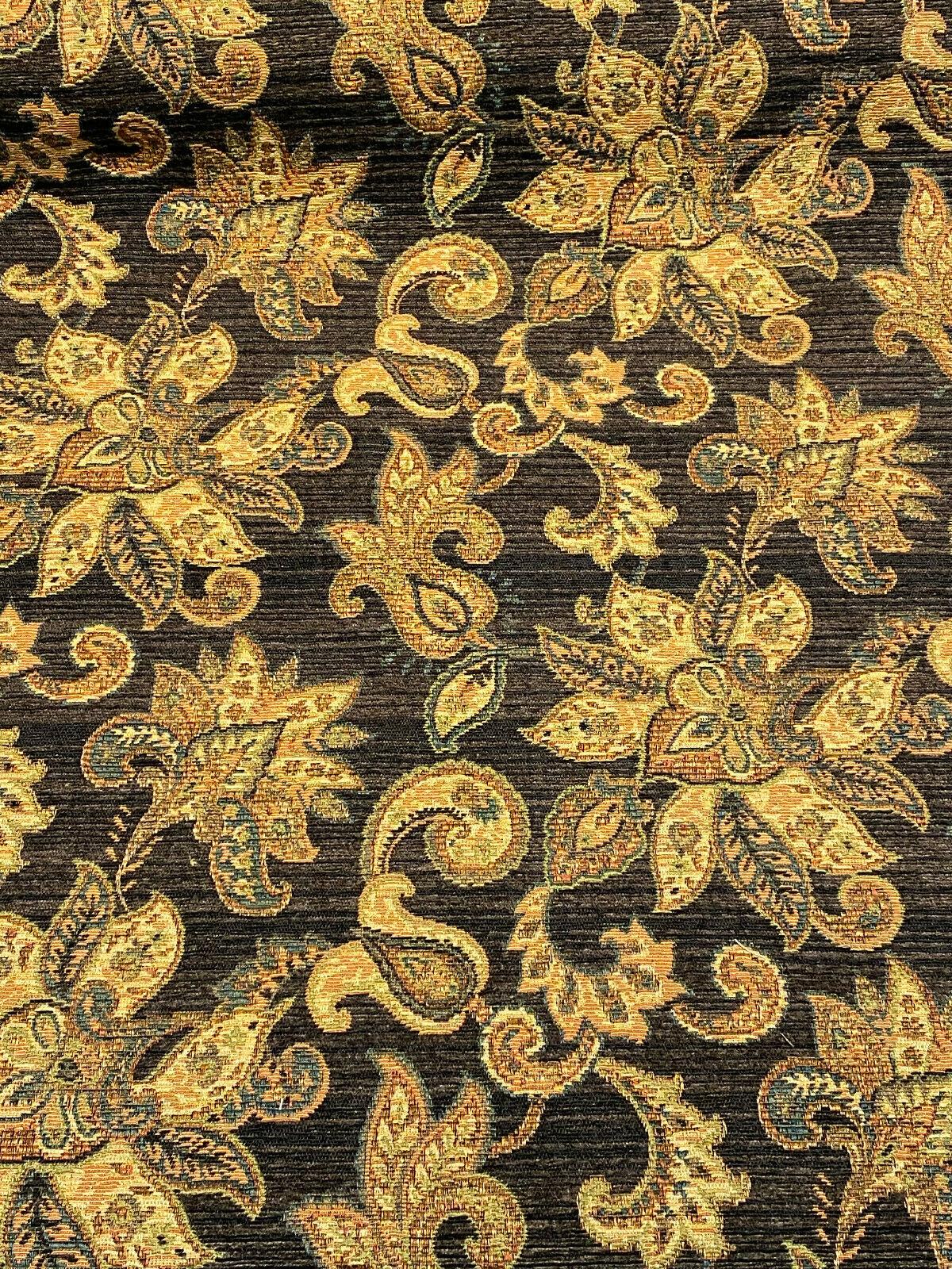 Swavelle Halliwell Floral Chenille Chenille Fabric - Onyx Floral, 56" Width (1 Yard)