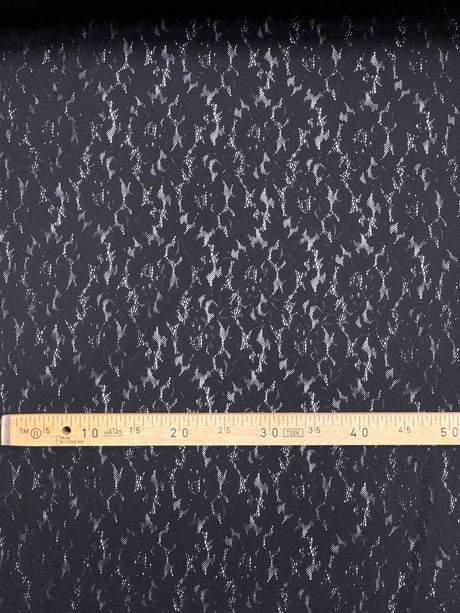 Black Polyamide Elastane Knitted Floral Fabric