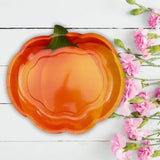 8 Count Pumpkin Shaped Dinner Plates for Fall Harvest Halloween Party Supplies 10"