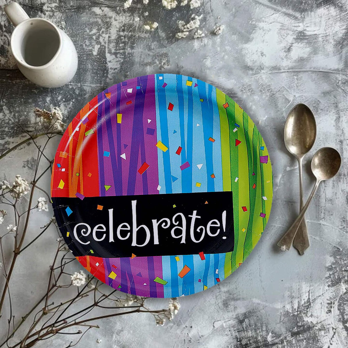 8 Count 40th Birthday Burst Paper Dessert Plates 7 Inch Disposable Party Supplies Anniversary
