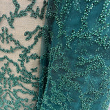 Beaded Lace Fabric on Polyester Net Mesh 52" Wide