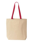 Natural Cotton Canvas Tote with Contrast-Color Handles