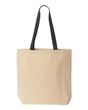 Natural Cotton Canvas Tote with Contrast-Color Handles