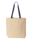 Bolso natural con asas de color contrastante