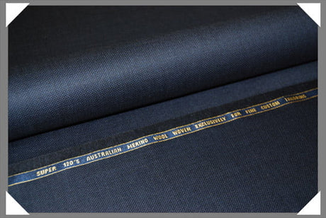 Navy Birdseye Super 120S Merino Wool Fabric - Navy Birdseye, 58/60" Width