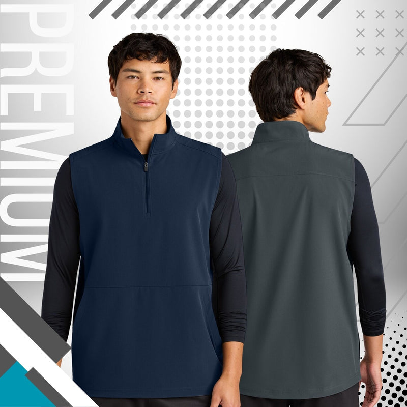 Gray quarter zip athletic vest for golf and outdoor activities