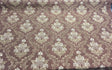 Brown Gold Damask Embroidered Faux Silk Polyester Fabric - Brown Gold Damask, 58" Width (1 Yard)