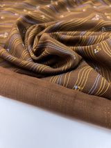 Wool Striped Yellow Brown Fabric