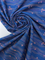 Virgin Wool Blue Printed Fabric