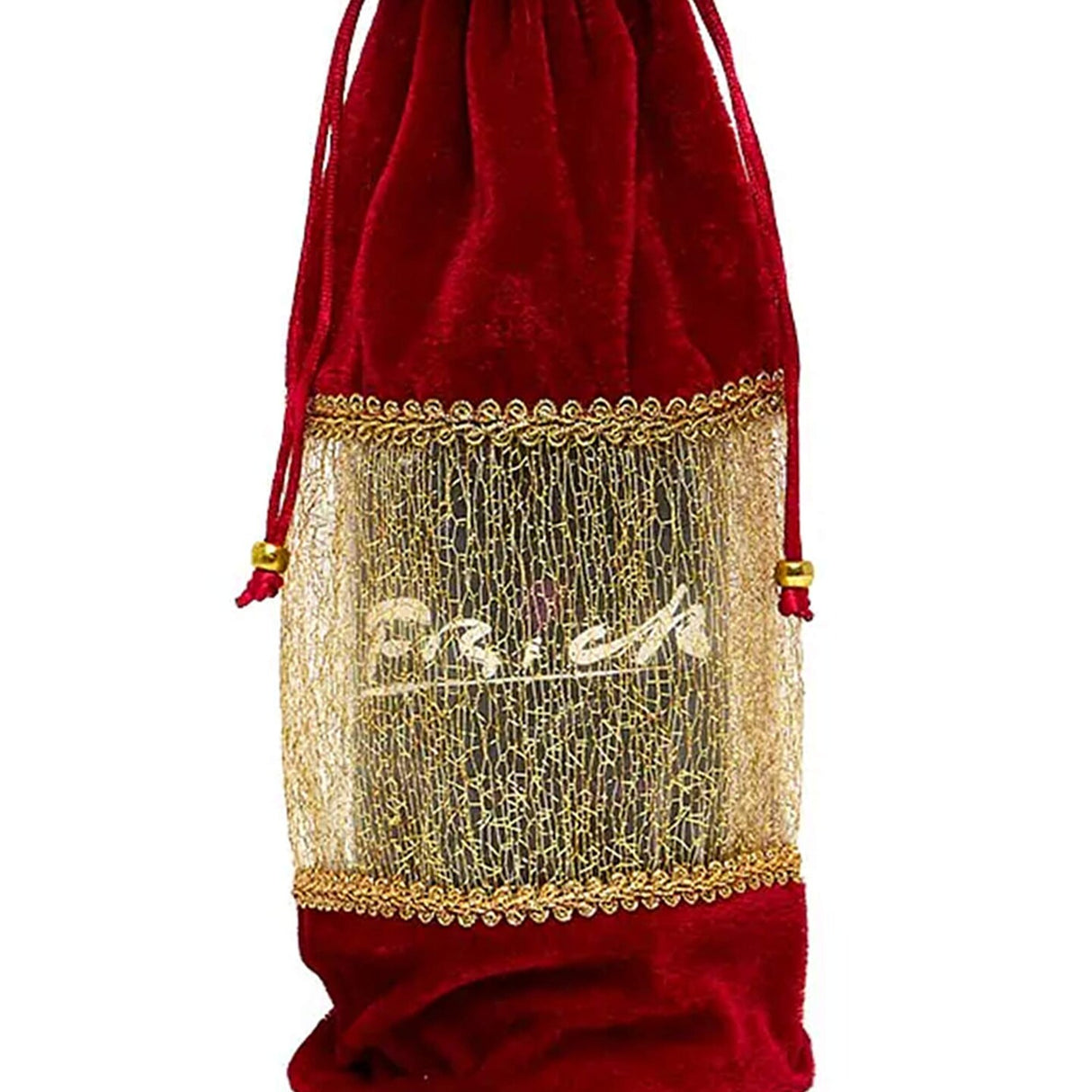 Velvet Red Wine Gift Bag 3 1/2'' x 6'' x 13 3/4''