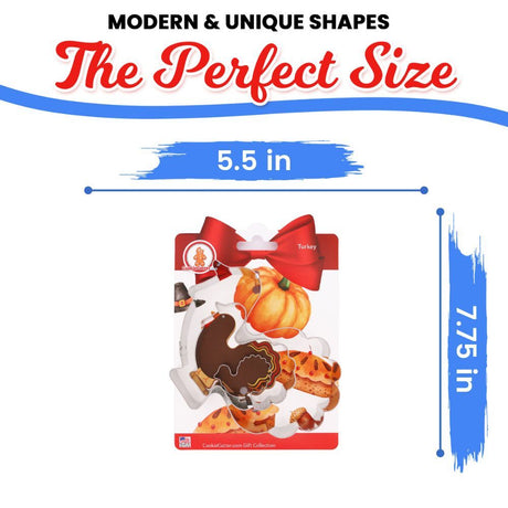 Turkey Nested Cookie Cutter Set 3 Pc GC0112 with a Hang Tag Cookie Recipe Card