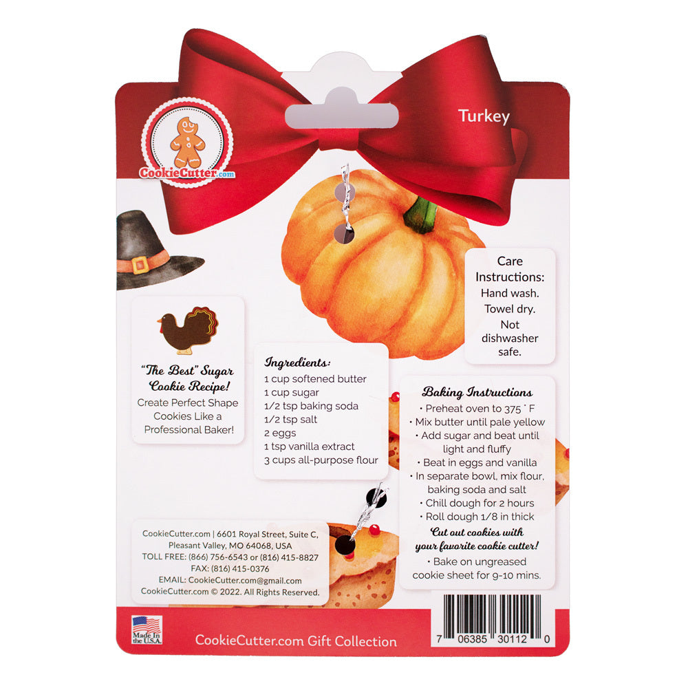 Turkey Nested Cookie Cutter Set 3 Pc GC0112 with a Hang Tag Cookie Recipe Card