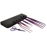 O'Creme Purple Stainless Steel Tweezers & Scissors, Set of 6