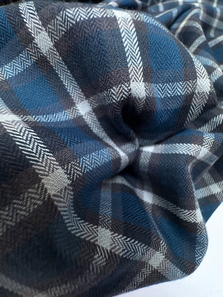 Cotton Tweed Checked Gray-Blue