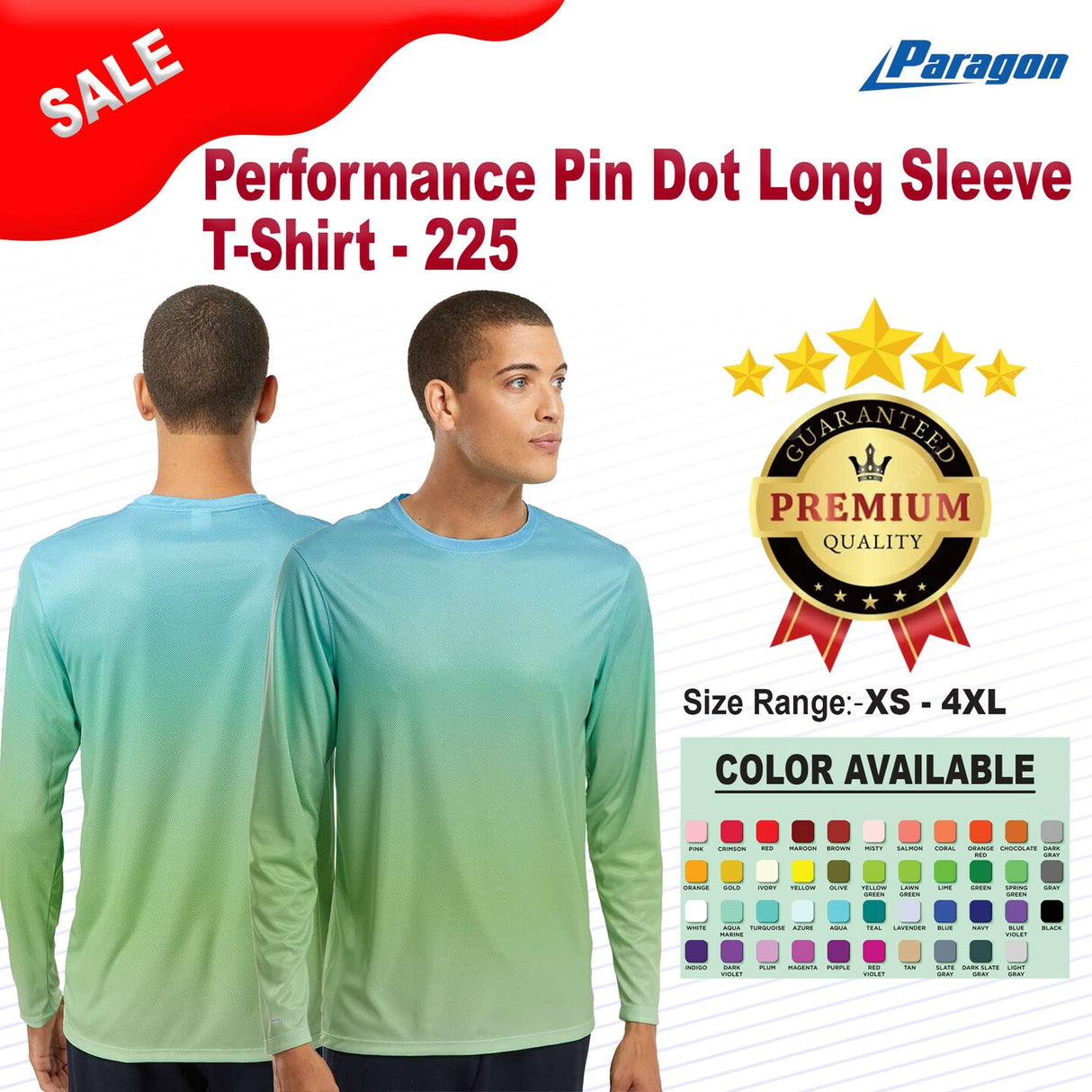 Paragon® Performance Pin Dot Slim Fit Crewneck Long Sleeve T-Shirt