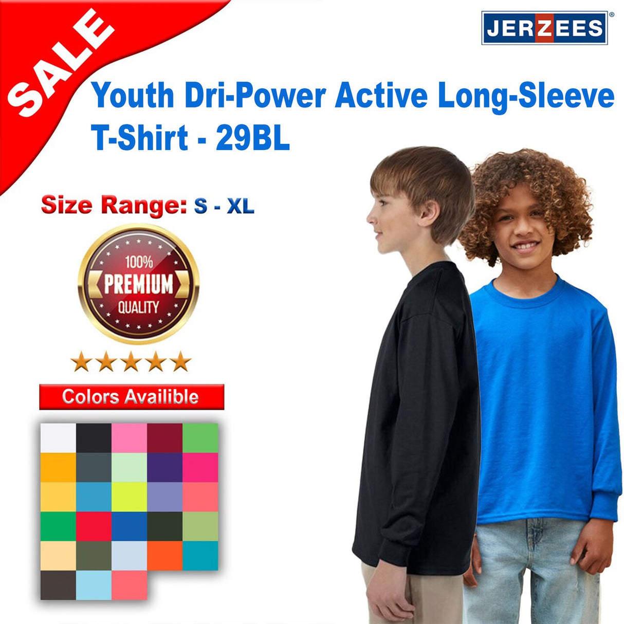 JERZEES® Youth Dri-Power Active Long-Sleeve T-Shirt
