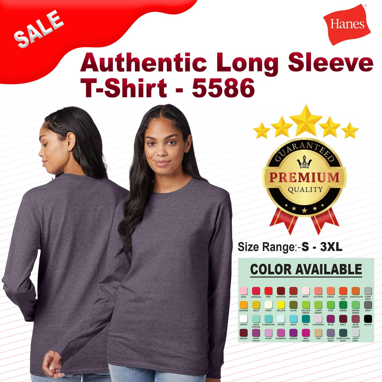 Hanes® Authentic Crewneck Long Sleeve T-Shirt