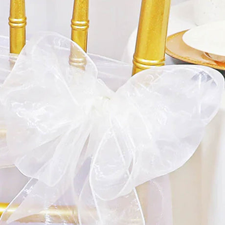 10 Pieces White Organza Chair Sashes for Elegant Wedding Decorations 8x108 inches
