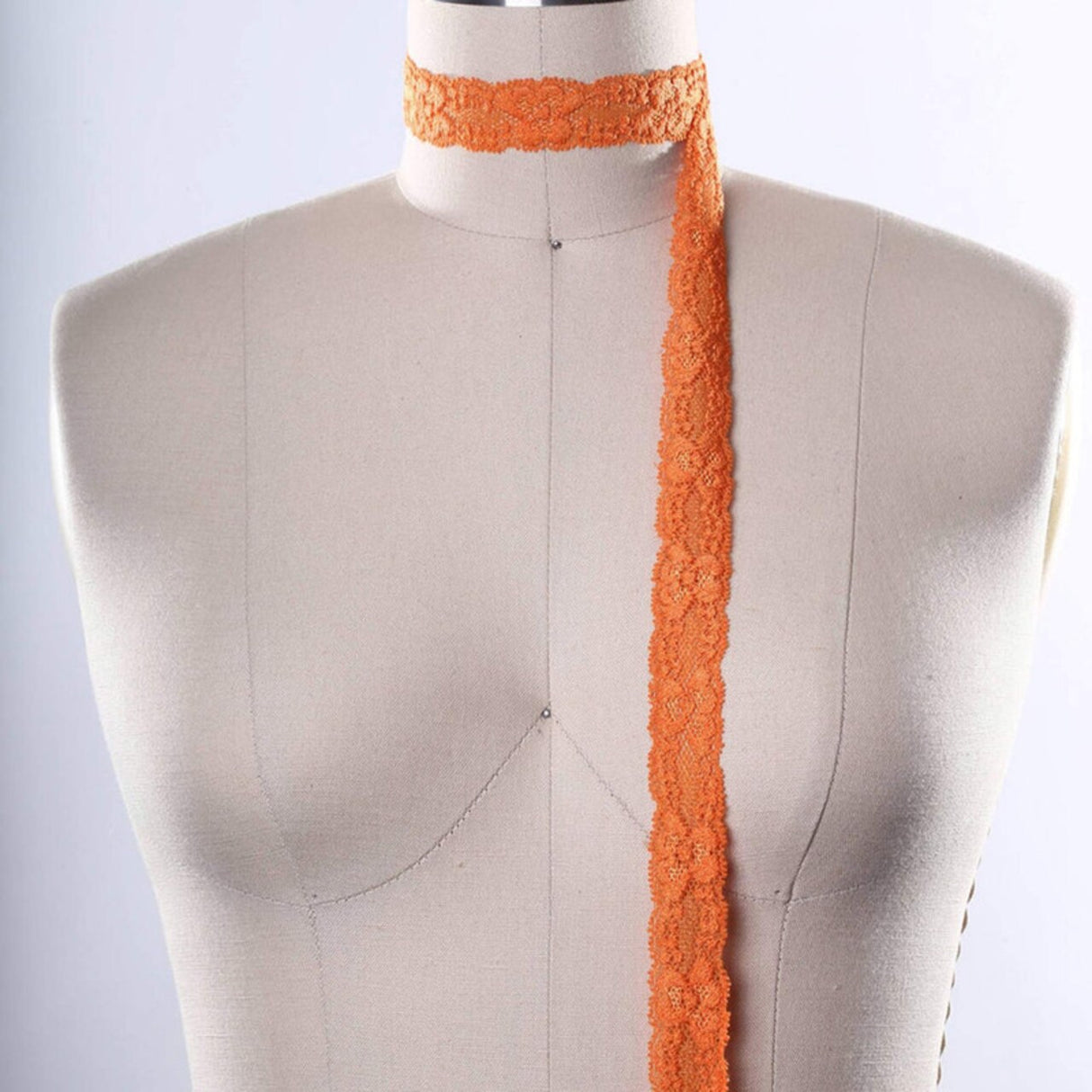 2 Yards Fire Orange Stretch Lace Trim 7/8" Floral Elastic Ribbon for Sewing, Lingerie & Crafts