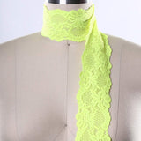 2.5" Wide Neon Yellow Stretch Floral Lace Trim Soft Hand-Dyed Elastic Ribbon for Lingerie, Overlays & DIY Crafts 2 Yards