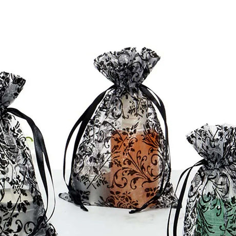 Stylish Damask Print Sheer Bags 5" x 7"