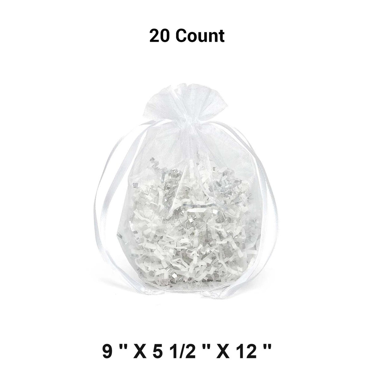 Wide Round Flat Bottom Organza Bags 9'' x 5 1/2'' x 12'' for Favors